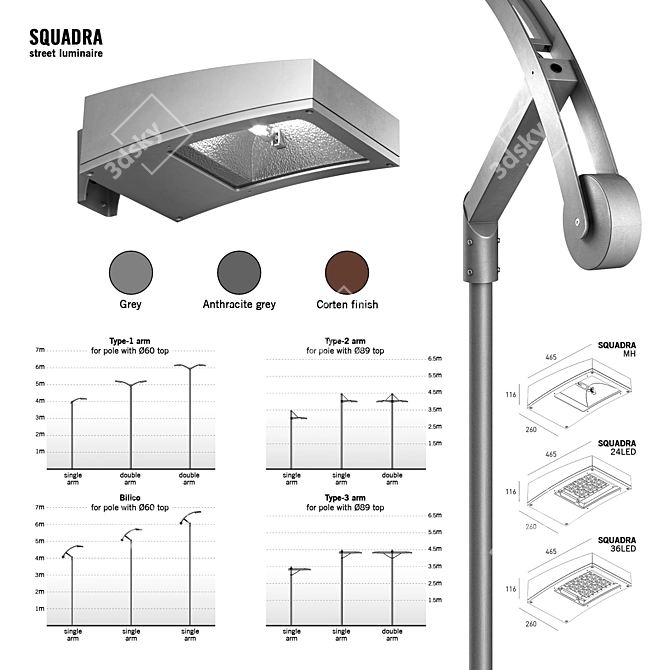 SQUADRA Street Luminaire - Innovative Lighting Solution 3D model image 4