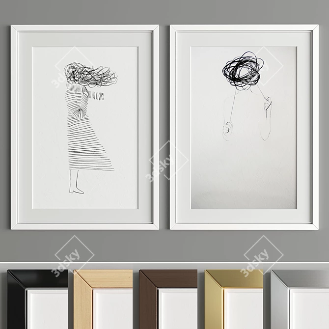 Elegant Art Frame: A14 3D model image 3