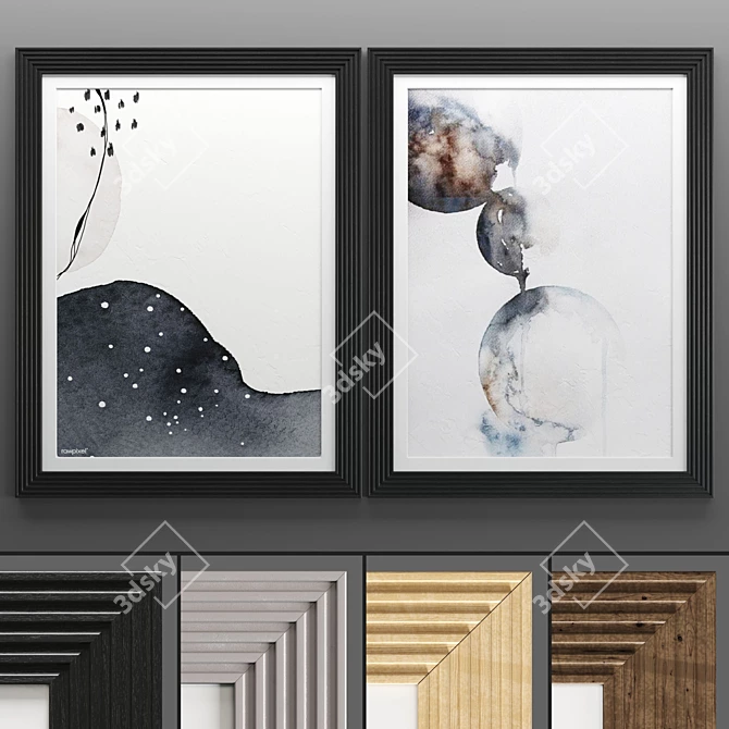 Modern Art Frames Set 3D model image 1