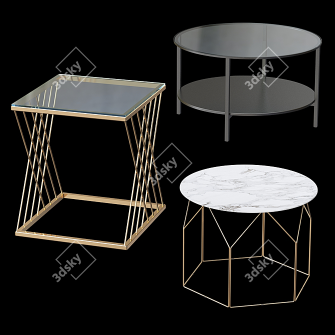 Nancy Glass-Top Metal Coffee Table 3D model image 1