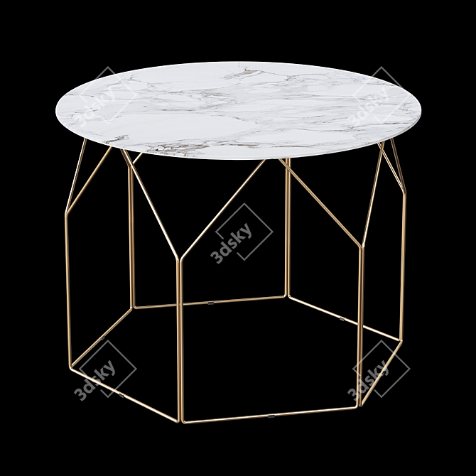 Nancy Glass-Top Metal Coffee Table 3D model image 3