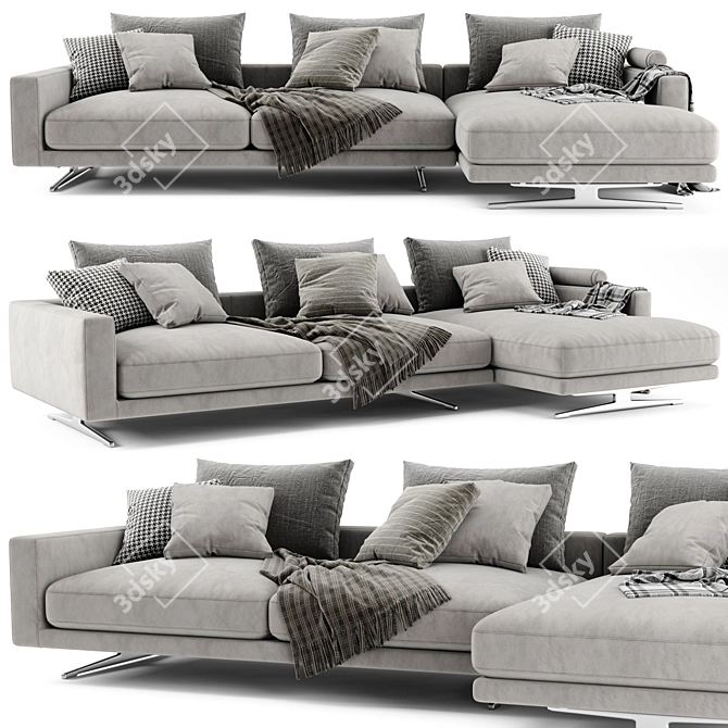 Elegant Flexform Campiello Chaise Longue Sofa 3D model image 1