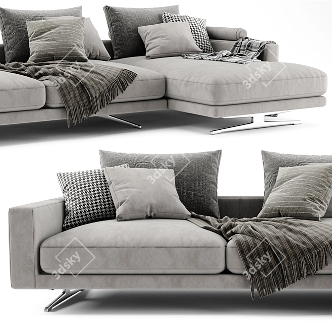 Elegant Flexform Campiello Chaise Longue Sofa 3D model image 2