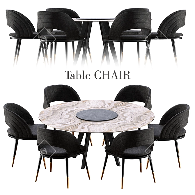 Modern 6-Piece Dining Set 3D model image 1