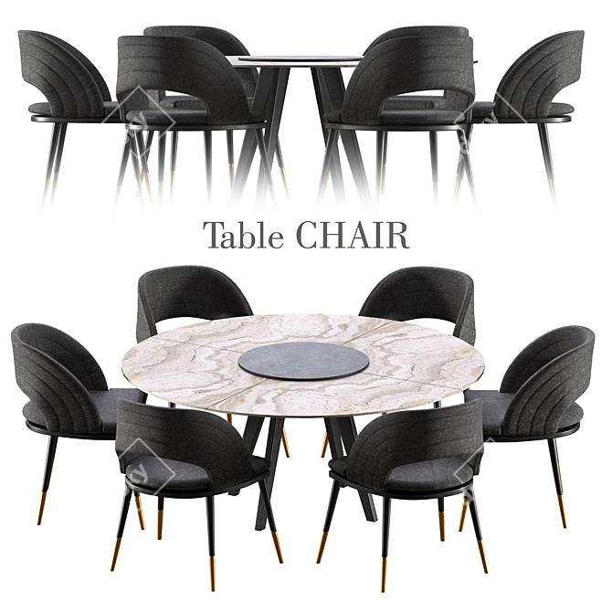 Modern 6-Piece Dining Set 3D model image 3