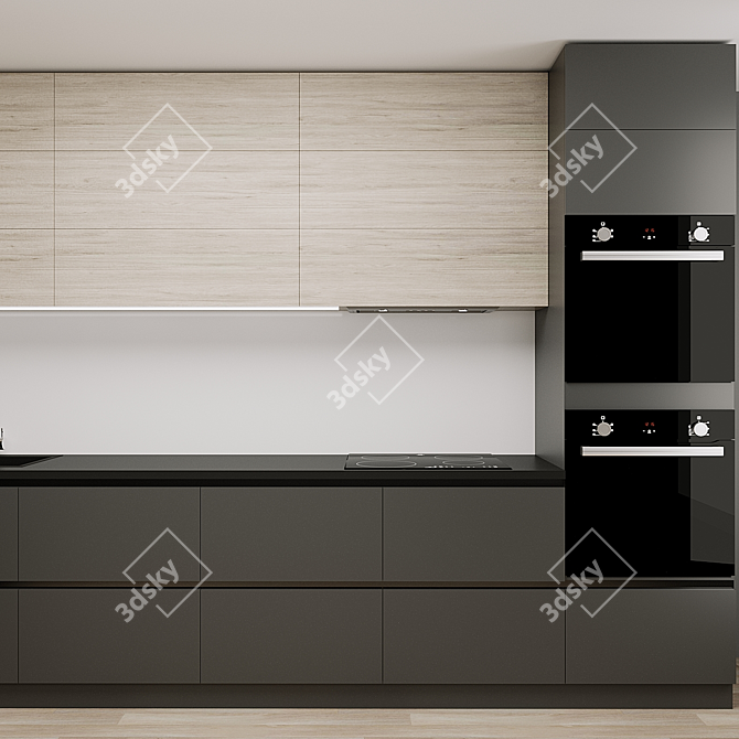 Modern Kitchen Design: Oven, Cooktop, Hood, Sink 3D model image 3
