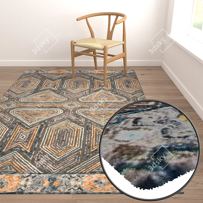 Luxury Textured Carpets Set 3D model image 5