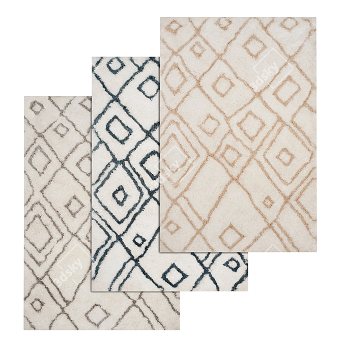 Luxury Carpet Set High-Quality Textures 3 Variants 3D model image 1