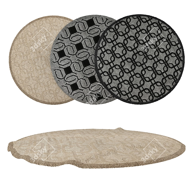 Versatile Set of 6 Round Carpets 3D model image 1