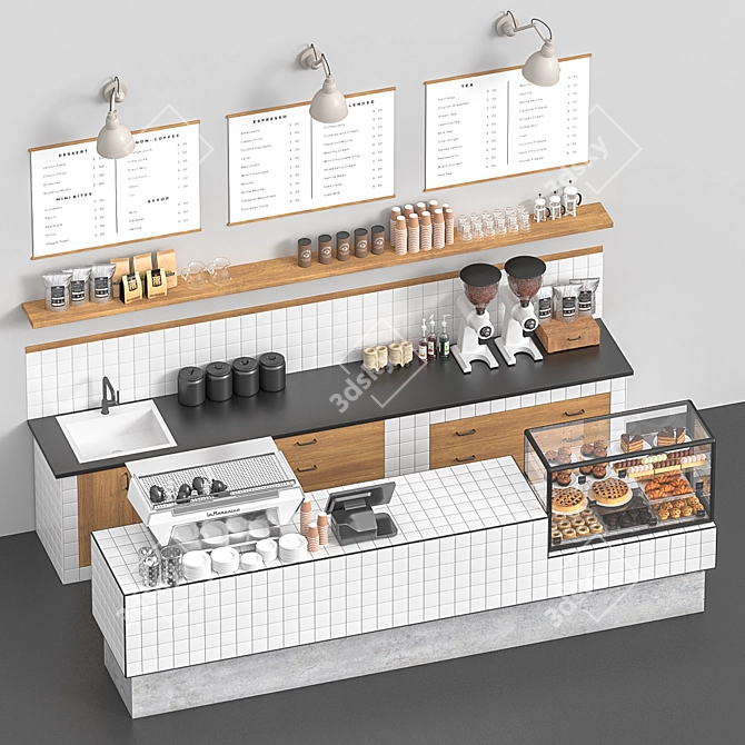 Title: PBR Coffeeshop Counter 3D model image 2