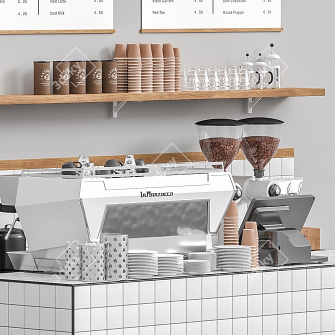 Title: PBR Coffeeshop Counter 3D model image 4