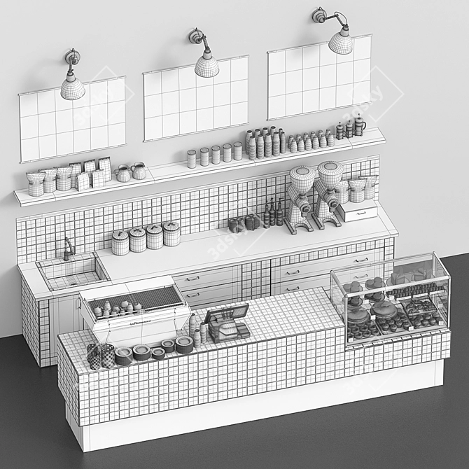 Title: PBR Coffeeshop Counter 3D model image 5