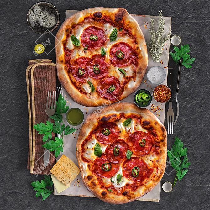 Delicious Traditional Tomato Pizza 3D model image 2