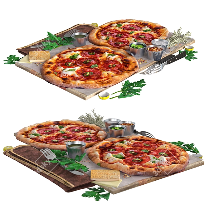 Delicious Traditional Tomato Pizza 3D model image 3