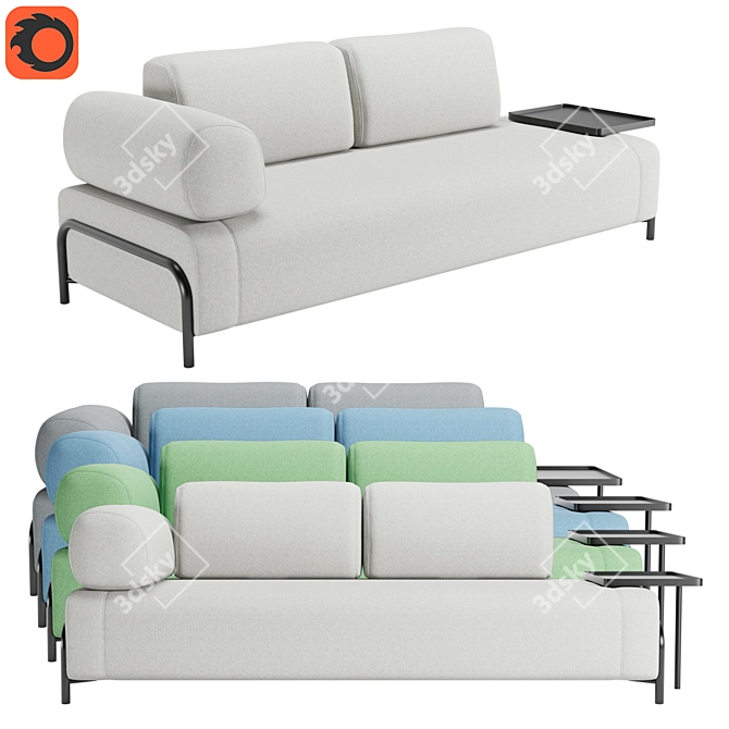 Modern Compo 3-Seater Sofa 3D model image 1