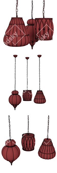 Modern Metal and Glass Pendant Lamp 3D model image 5