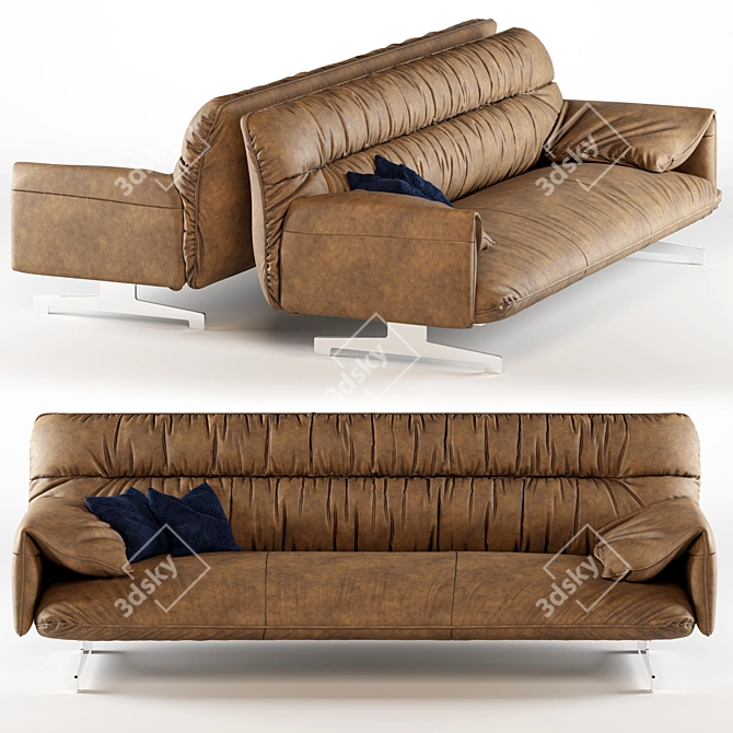 Luxury Leather Sofa Set 3D model image 2