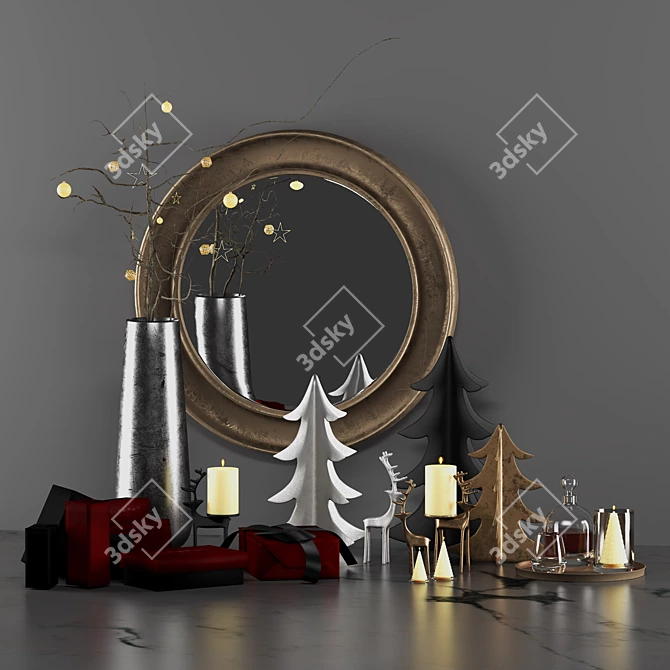 Vintage Christmas Decor Set 3D model image 1