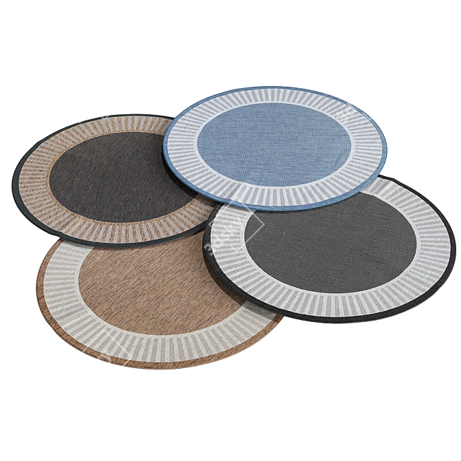 Navy Wool Rug Set - 7' Round 3D model image 2