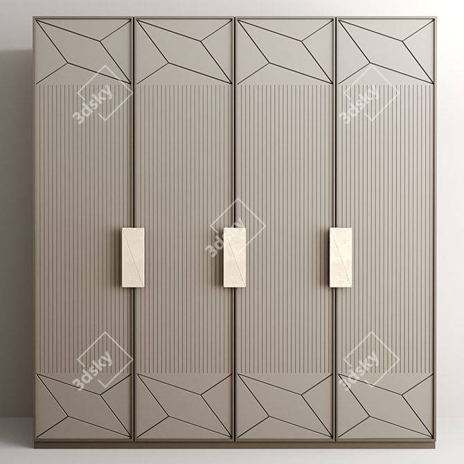 Modular Wardrobe with 4 Separate Modules 3D model image 1