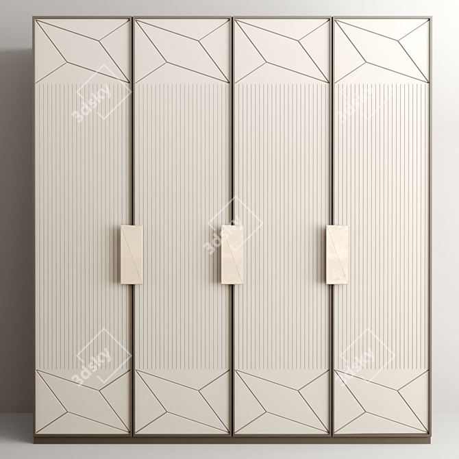 Modular Wardrobe with 4 Separate Modules 3D model image 2