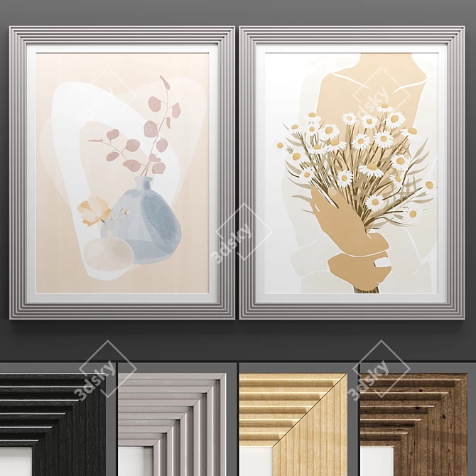 Modern Art Frame Set 3D model image 1