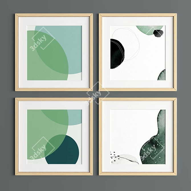 Modern Art Frame B01: 4 Frames, 5 Woods & 2 Metals 3D model image 2