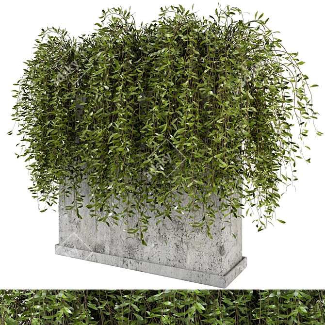 Rusty Concrete Pot Set: Outdoor Plants 3D model image 2