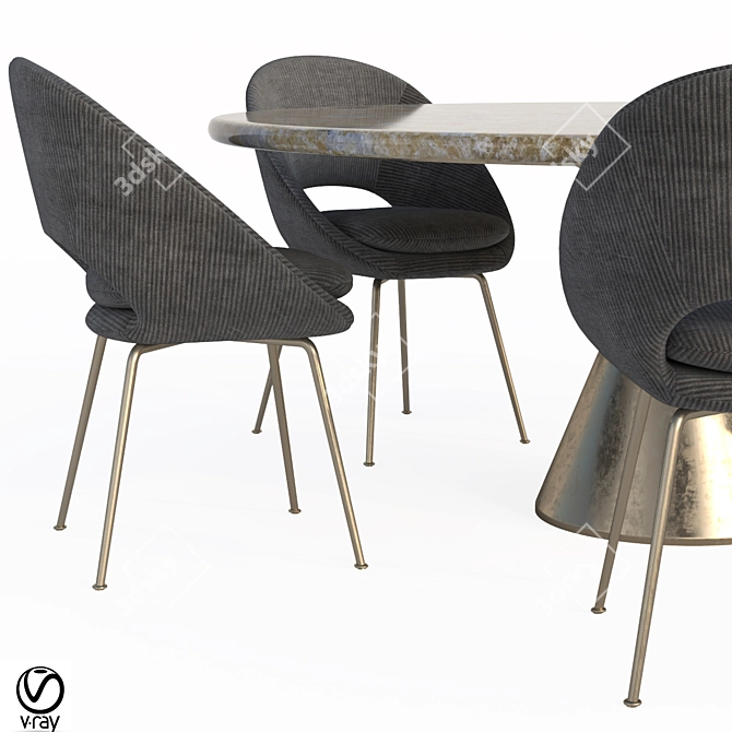 Contemporary Cling Dining Set 3D model image 2
