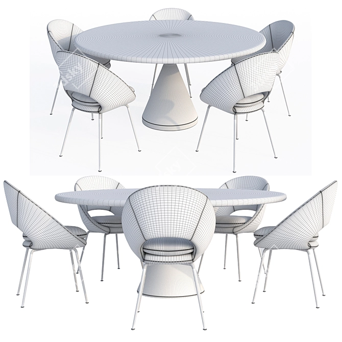 Contemporary Cling Dining Set 3D model image 4