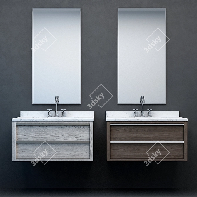 RH Modern Bezier Floating Vanity 3D model image 1