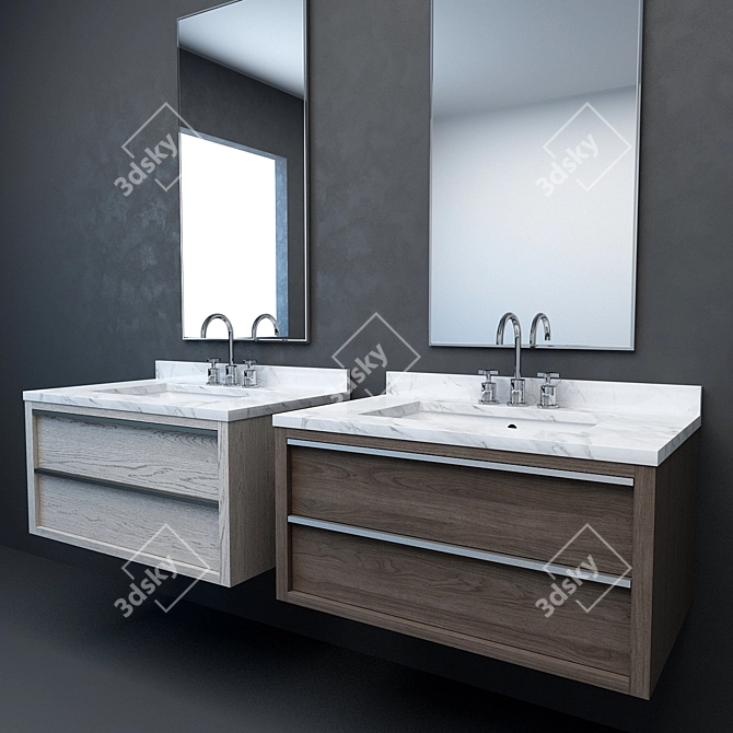 RH Modern Bezier Floating Vanity 3D model image 2