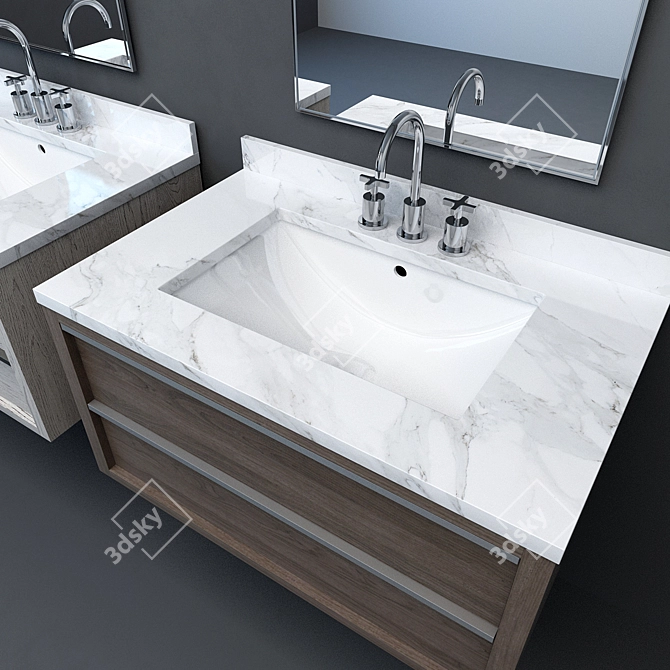 RH Modern Bezier Floating Vanity 3D model image 3