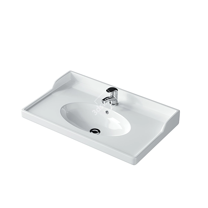 Modern Rattviken Washbasin & Olskar Faucet Ensemble 3D model image 3