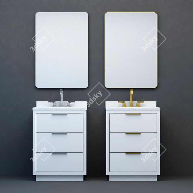 RH Modern Machinto Powder Vanity Set 3D model image 1