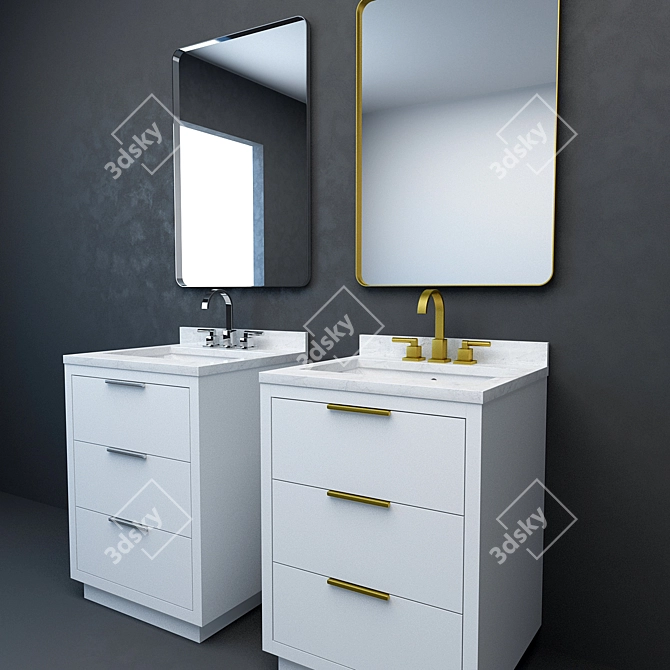 RH Modern Machinto Powder Vanity Set 3D model image 2