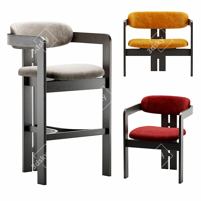 Elegant Gallotti and Radice Chairs 3D model image 1