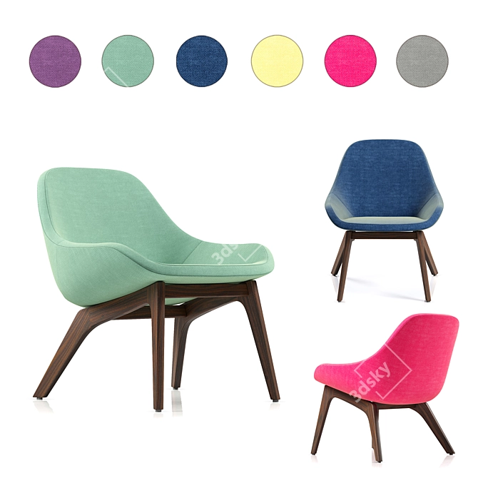  Modern Fabric Chair - 6 Color Options 3D model image 2