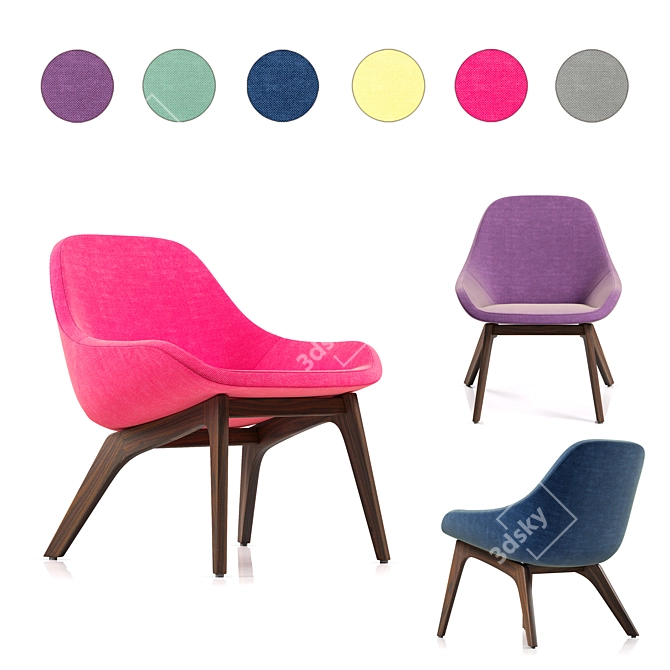  Modern Fabric Chair - 6 Color Options 3D model image 4