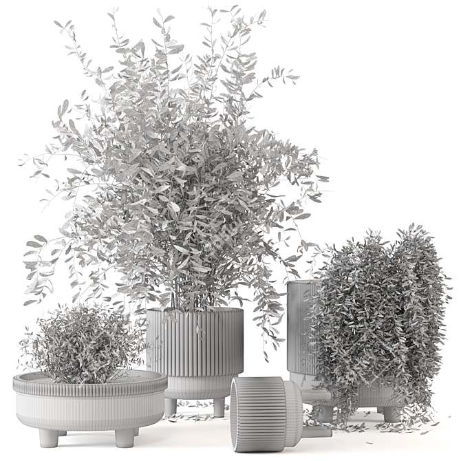  Rusty Concrete Pot Indoor Plant Set 3D model image 2