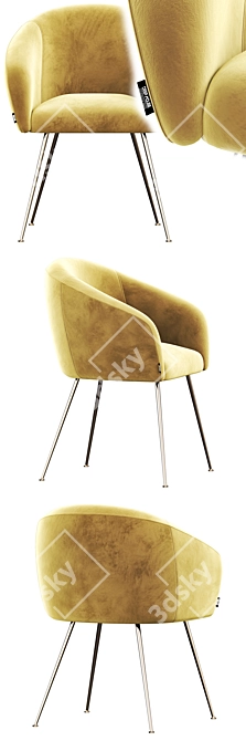 Luxury Velvet Gold Legs Chair 3D model image 2