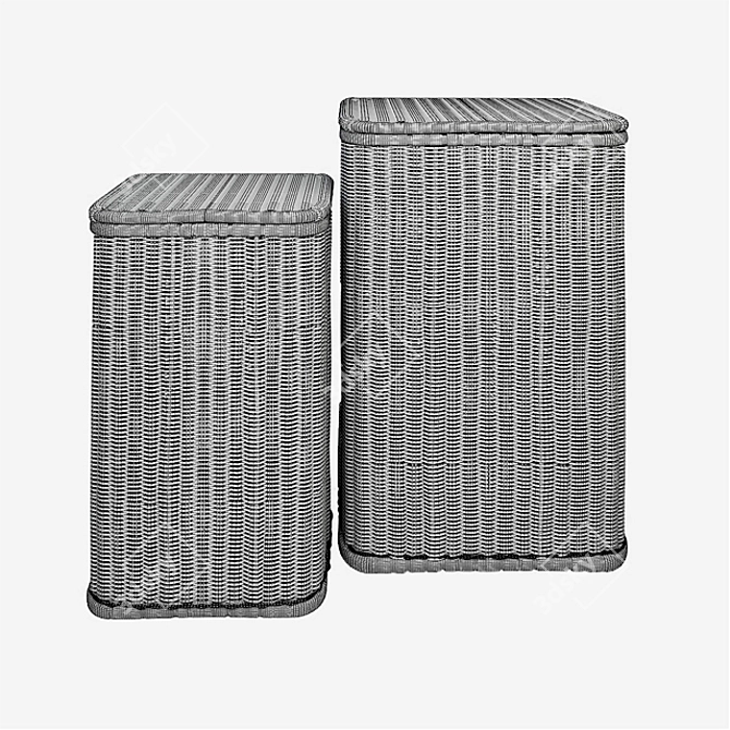 KOK MAISON Rattan Laundry Baskets - Set of 2 3D model image 2