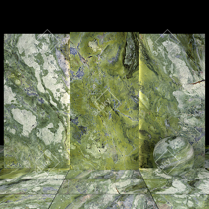 Brilliant Green Marble Slabs & Tiles 3D model image 2