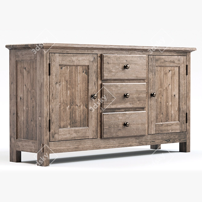 Rustic Buffet with Natural Finish 3D model image 1