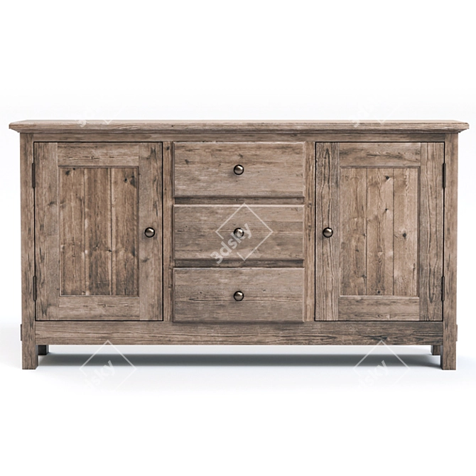 Rustic Buffet with Natural Finish 3D model image 2