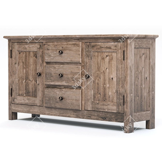 Rustic Buffet with Natural Finish 3D model image 3