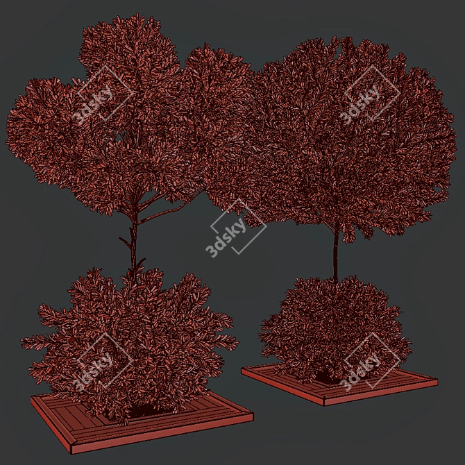 Garden Oasis Bush & Tree Set 3D model image 4