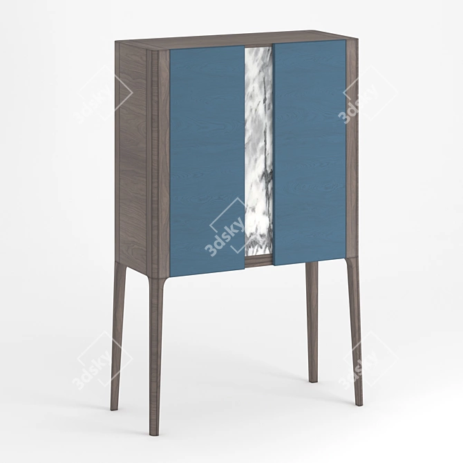 Modern Wine Cabinet with Marble Insert 3D model image 1