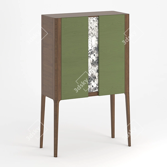 Modern Wine Cabinet with Marble Insert 3D model image 3