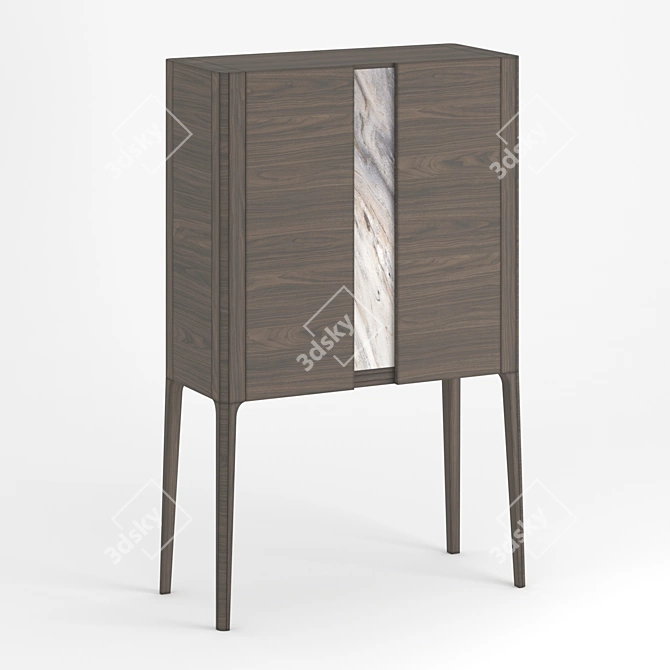 Modern Wine Cabinet with Marble Insert 3D model image 4